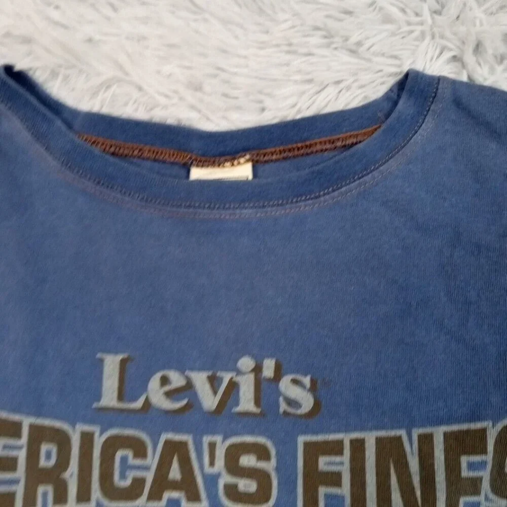 Vintage Levi's Mens Shirt‎ Blue L Tee 90's 501 Strauss Co. San Francisco